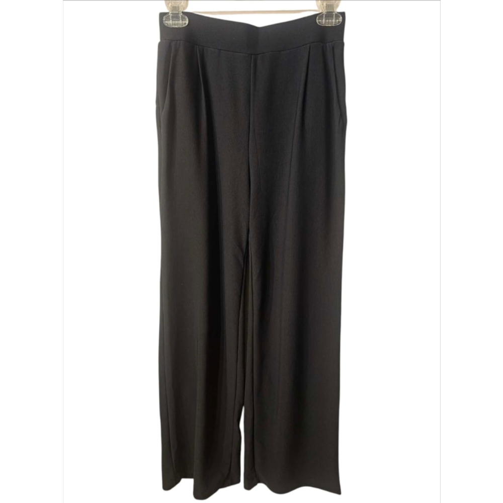 Halara Micro High Waisted Waffle Wide Leg Work Pants Black XS Regular NWT